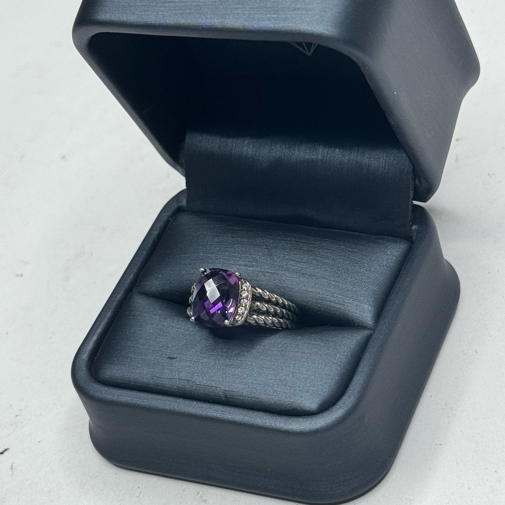 David Yurman Amethyst & Diamond Wheaton Ring